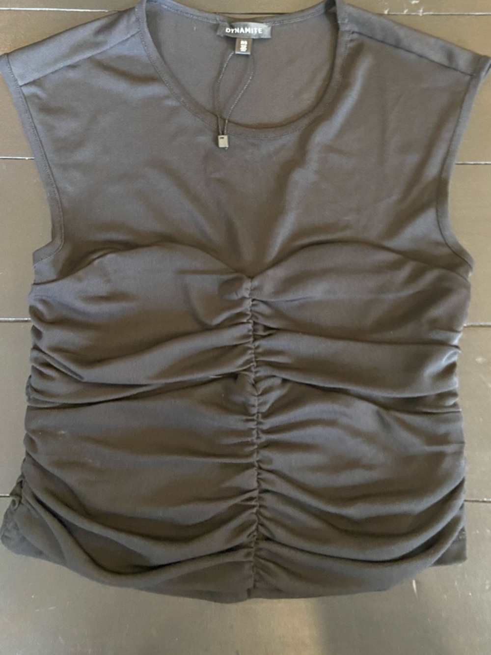 Dynamite Black Ruched Front Tank - Picture 3 of 9